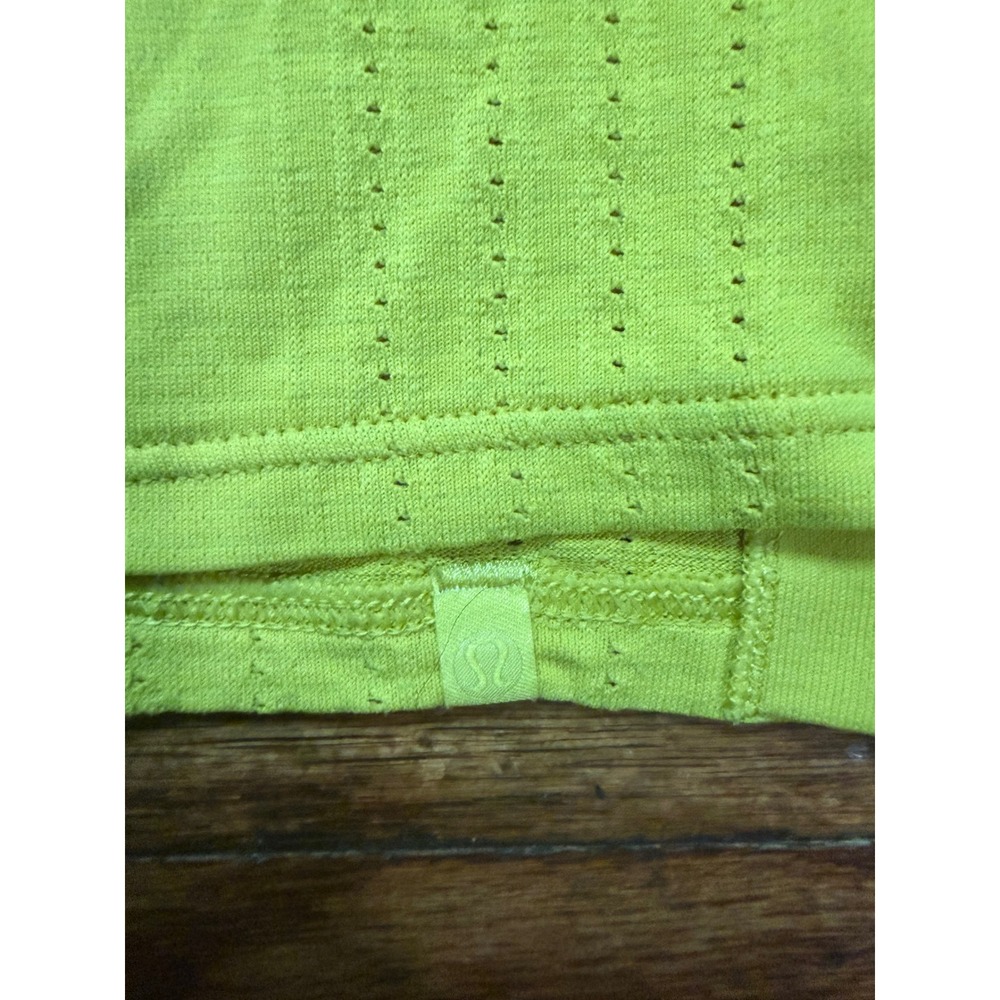 Lululemon Train to Be Tank Top Neon Yellow Lime Green Mesh Athletic Crop Tank - Picture 4 of 5